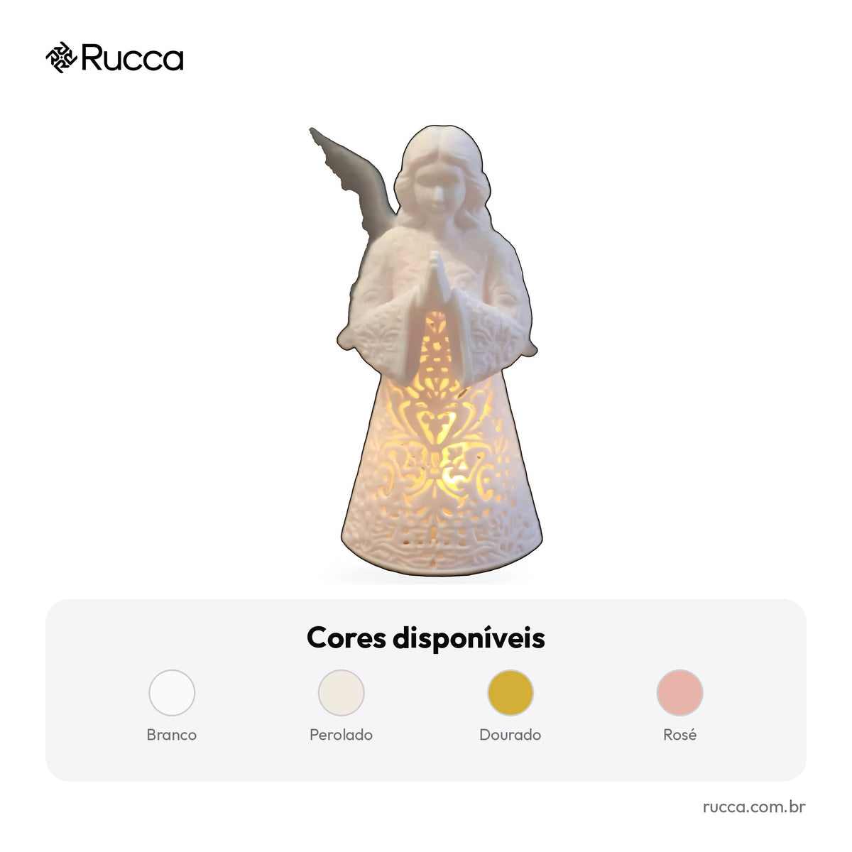 Luminária Anjo com Asas (corpo vazado) — Rucca 3D