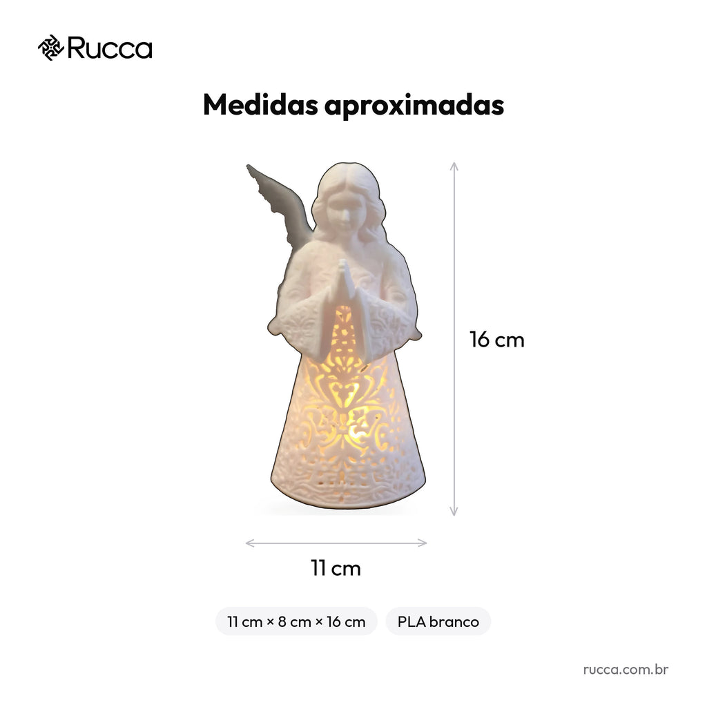 Luminária Anjo com Asas (corpo vazado) — Rucca 3D