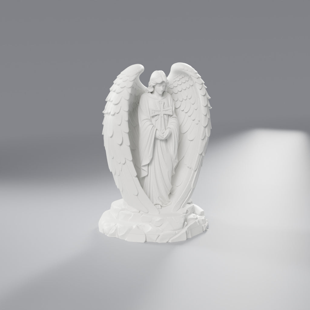 Luminária Anjo da Guarda com Cruz para Vela LED, Branco