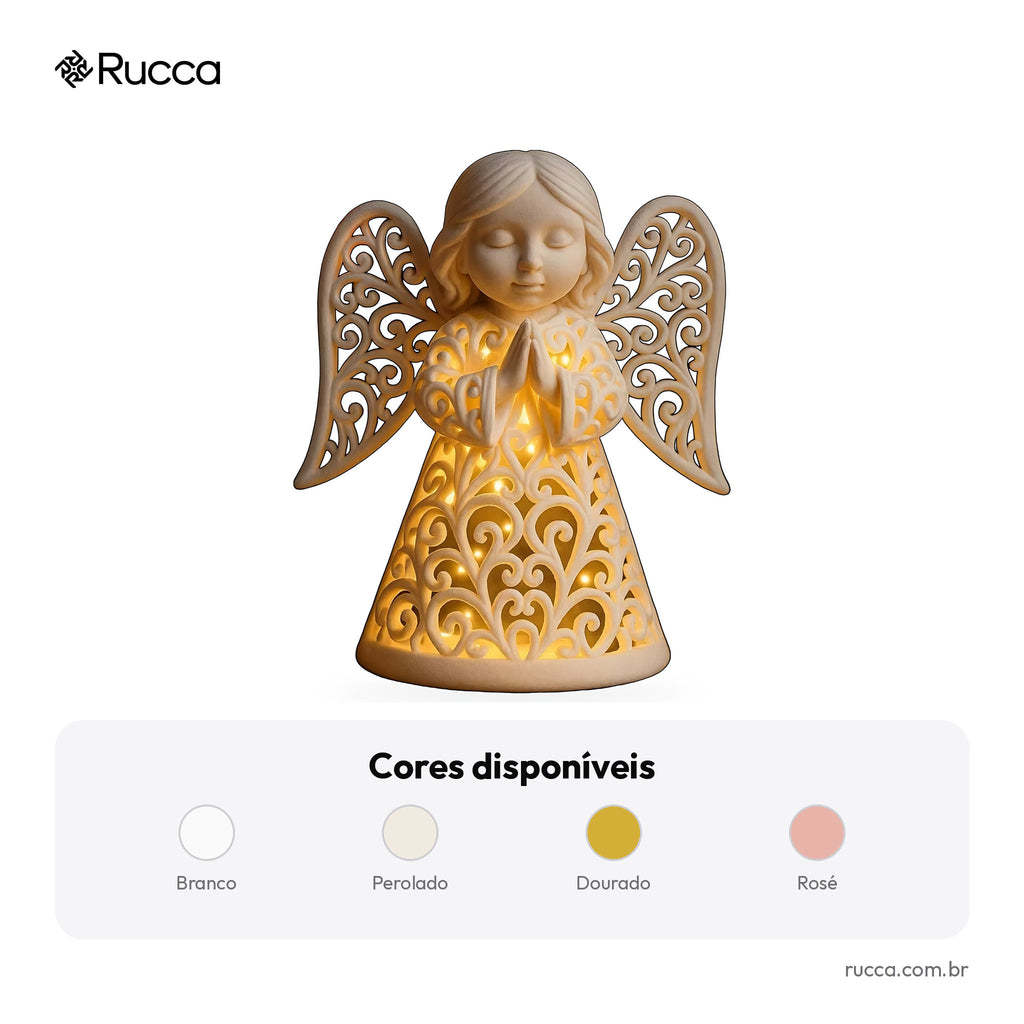 Luminária Anjo Filigrana com Saia Rendada — Rucca 3D