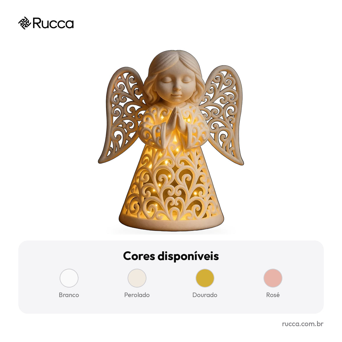 Luminária Anjo Filigrana com Saia Rendada — Rucca 3D