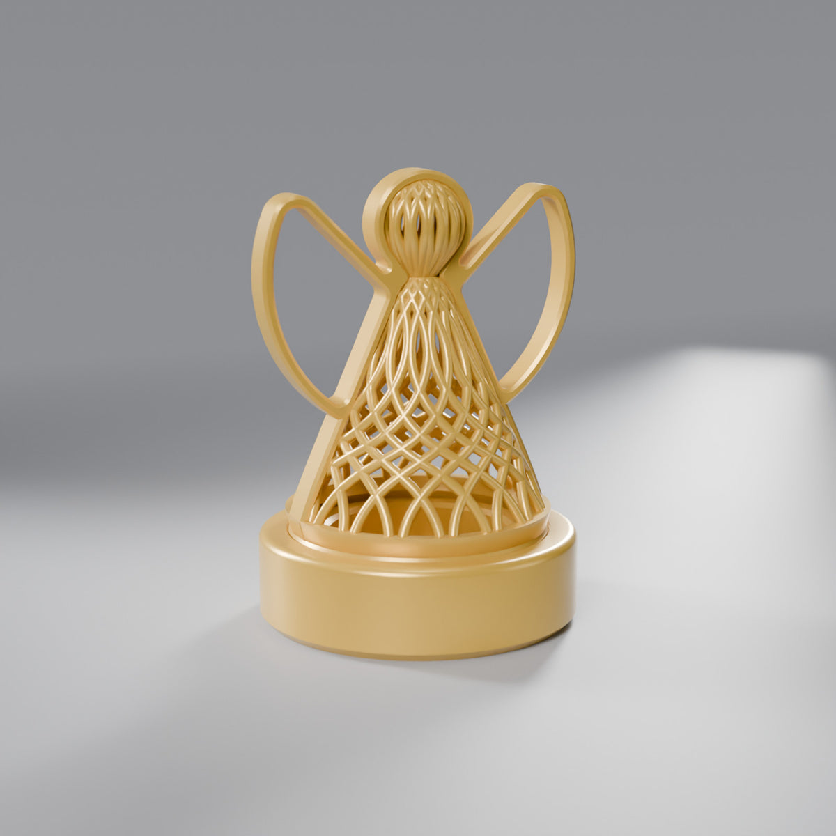 Luminária Anjo de Natal Rendado para Vela LED, Dourado