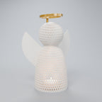 Luminária Anjo Vazado com Auréola Dourada, Médio (anjo 16 cm)