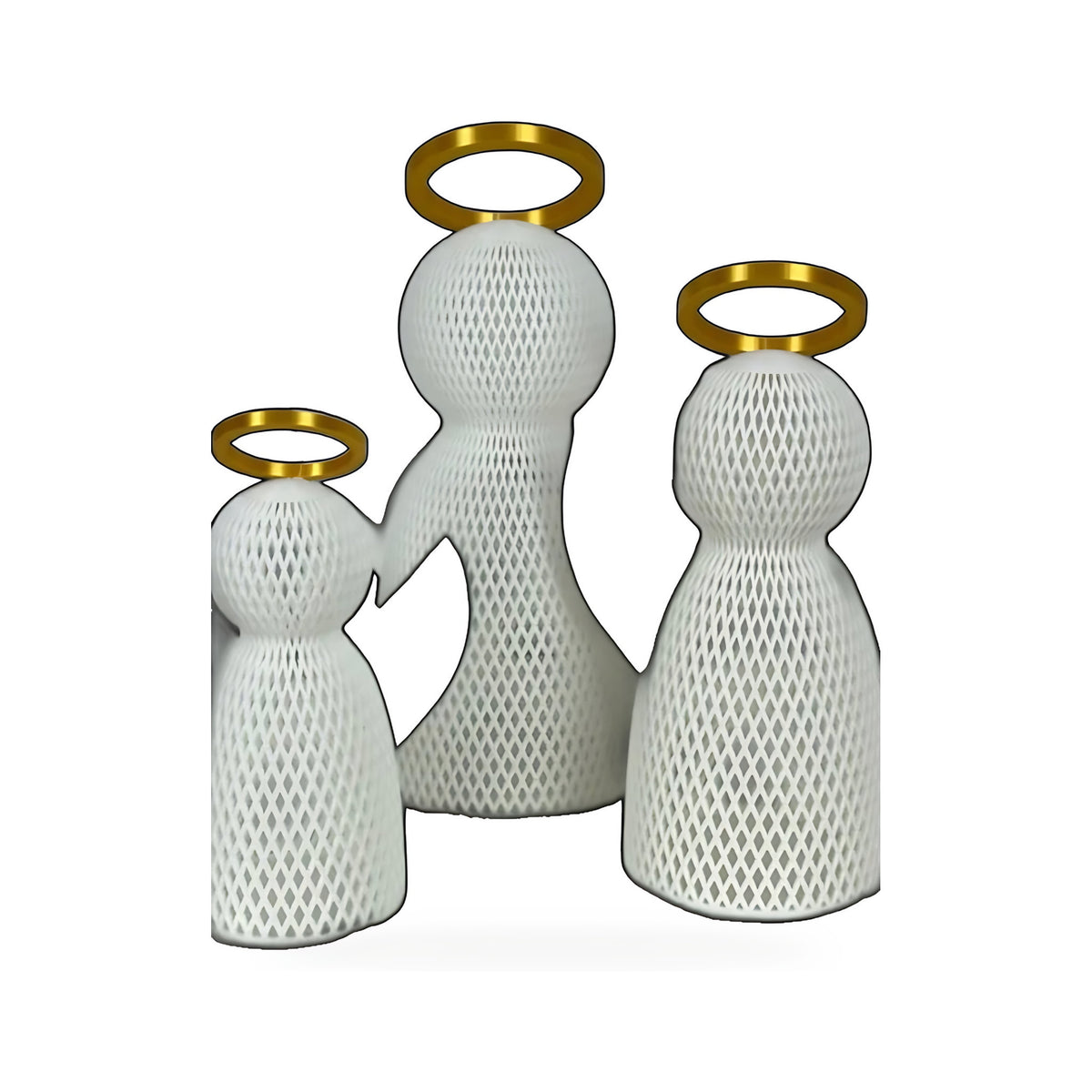 Luminária Anjo Vazado com Auréola Dourada (3 tamanhos) — Rucca 3D
