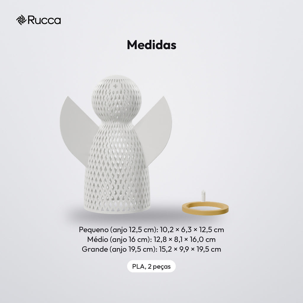Luminária Anjo Vazado com Auréola Dourada: medidas