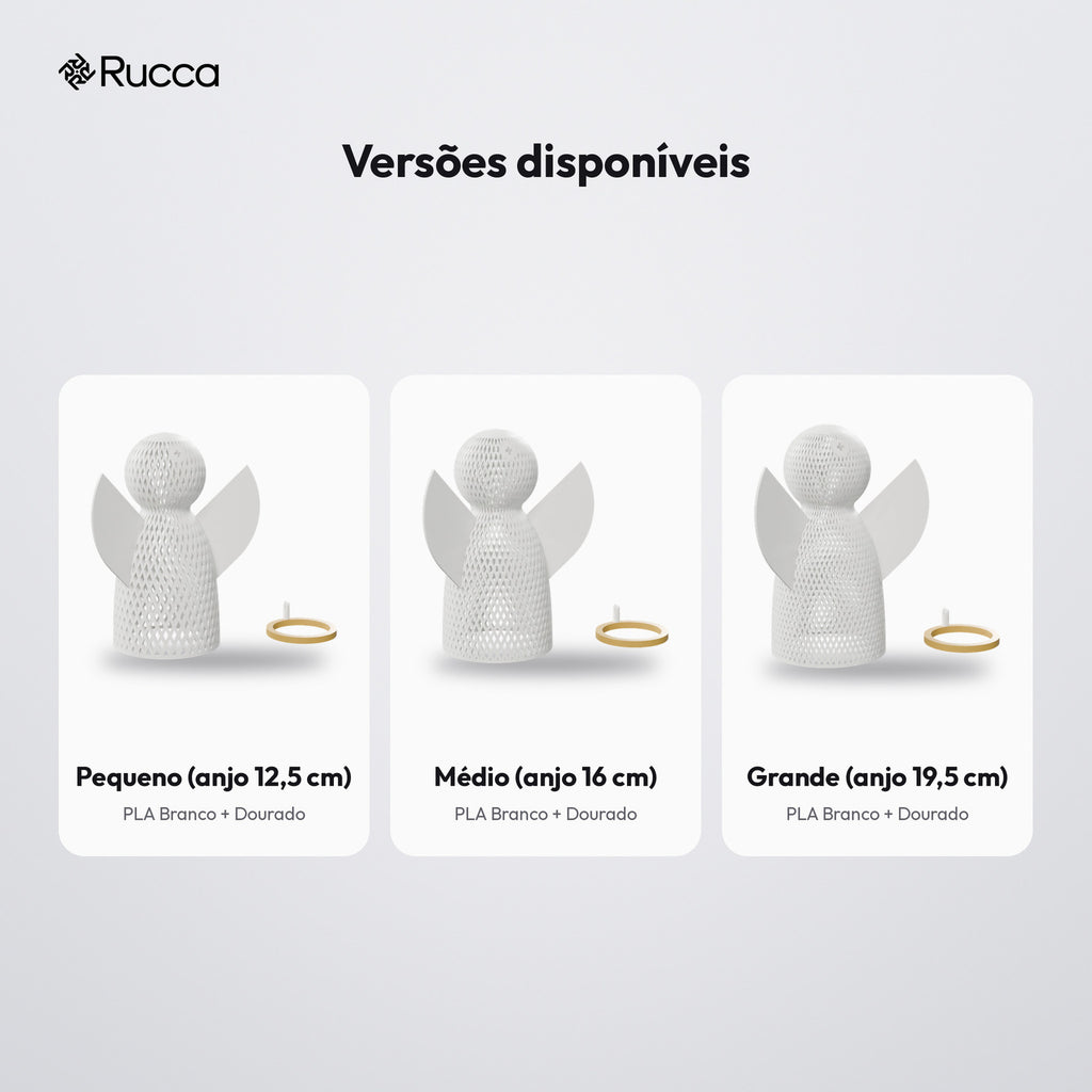 Luminária Anjo Vazado com Auréola Dourada: versões disponíveis