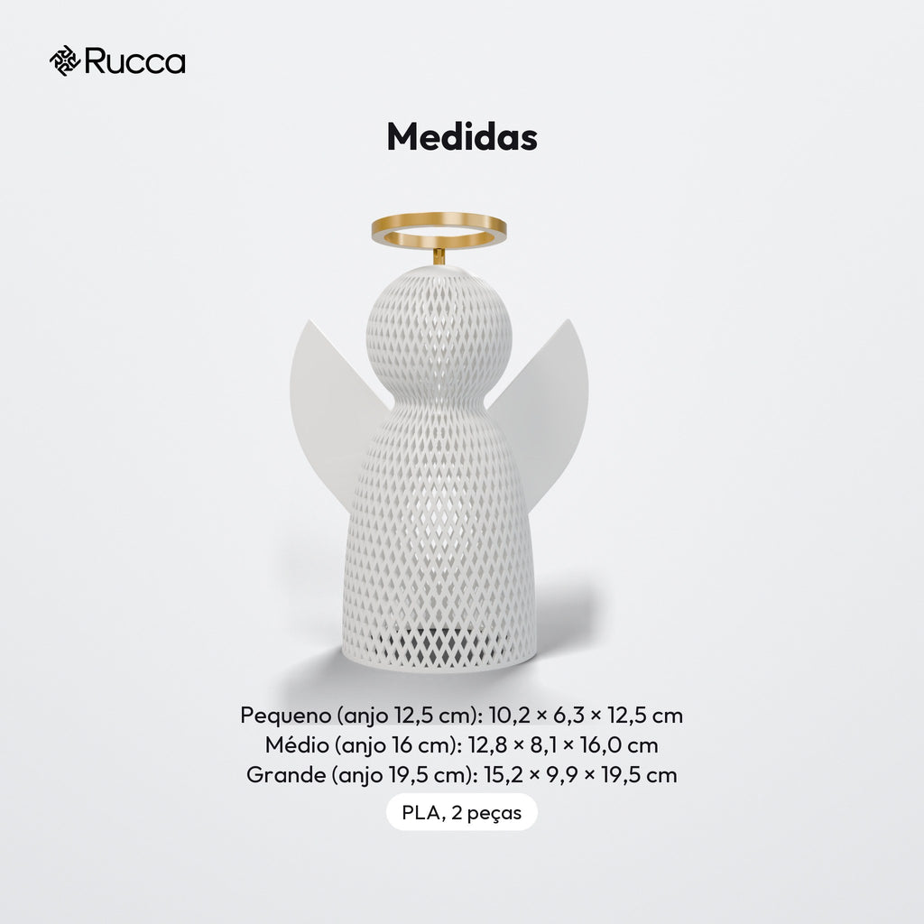 Luminária Anjo Vazado com Auréola Dourada: medidas
