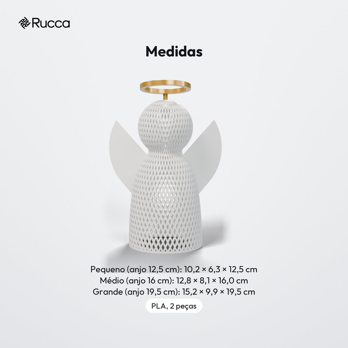 Luminária Anjo Vazado com Auréola Dourada: medidas