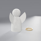 Luminária Anjo Vazado com Auréola Dourada, Grande (anjo 19,5 cm)