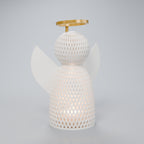 Luminária Anjo Vazado com Auréola Dourada, Pequeno (anjo 12,5 cm)