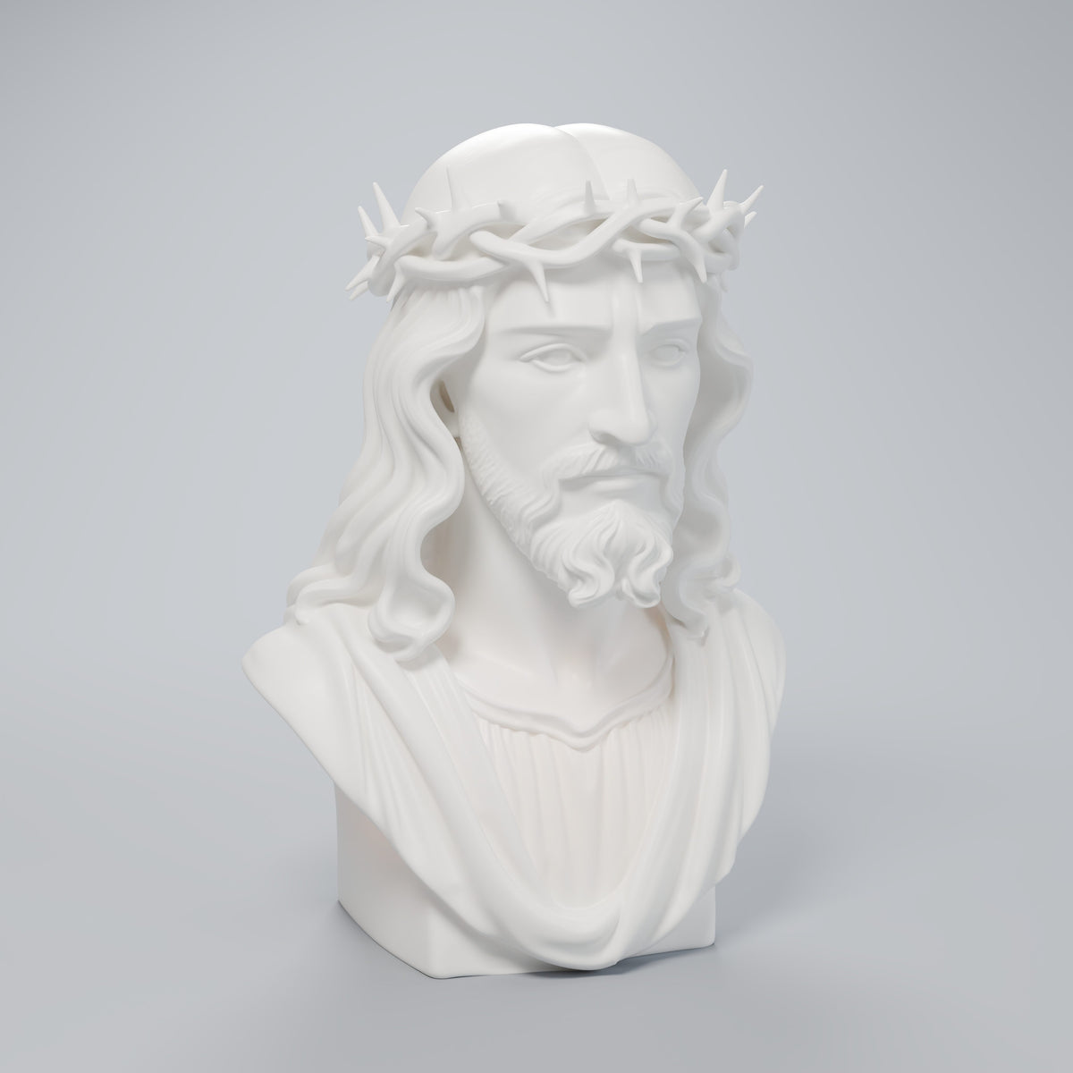 Luminária Busto de Jesus com Coroa de Espinhos, Branco
