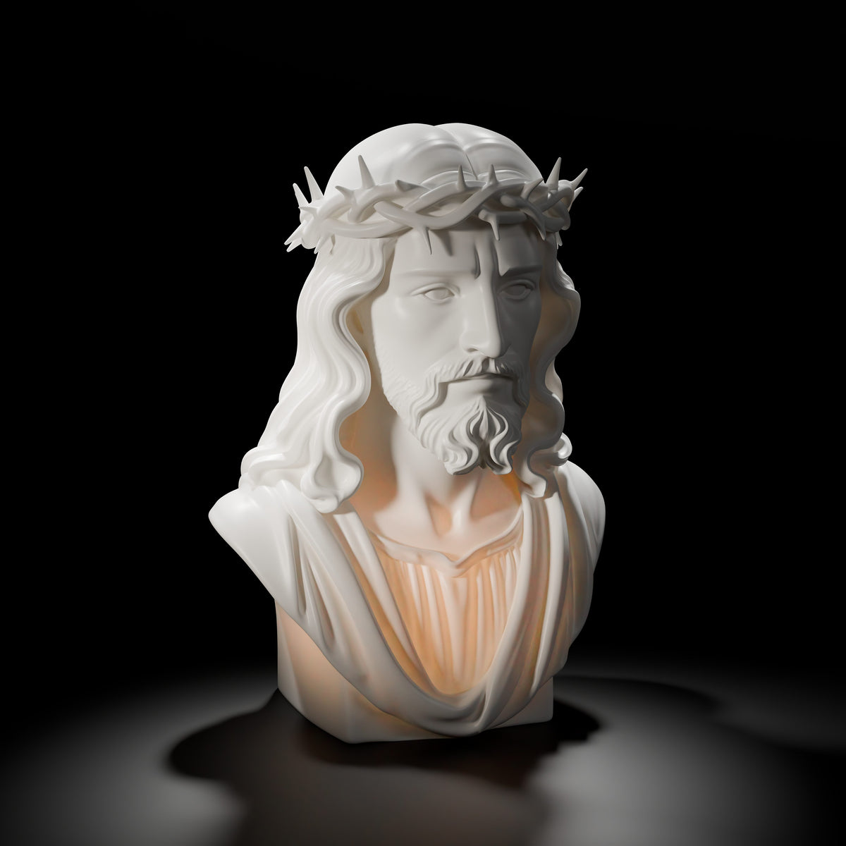 Luminária Busto de Jesus com Coroa de Espinhos em uso