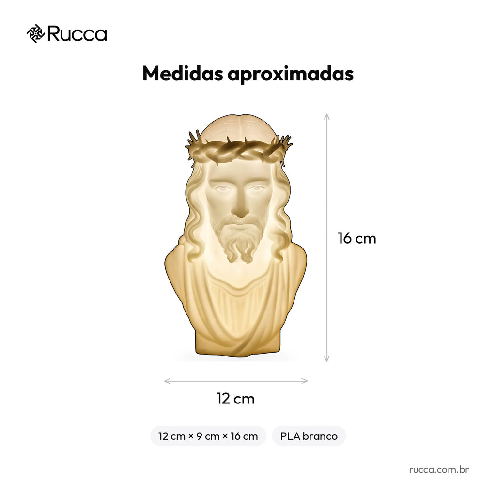 Luminária Busto de Jesus com Coroa de Espinhos — Rucca 3D