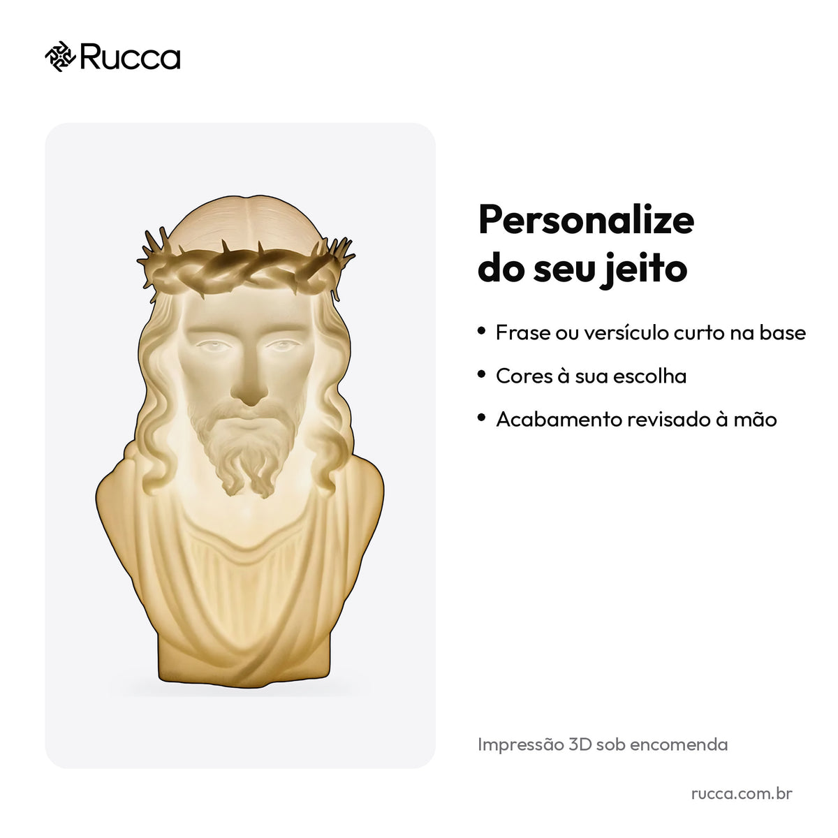 Luminária Busto de Jesus com Coroa de Espinhos — Rucca 3D
