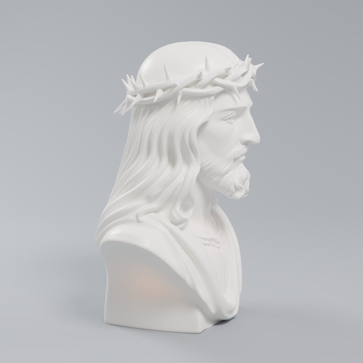 Luminária Busto de Jesus com Coroa de Espinhos, vista lateral