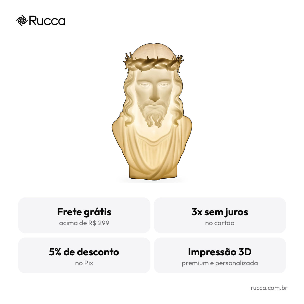 Luminária Busto de Jesus com Coroa de Espinhos — Rucca 3D