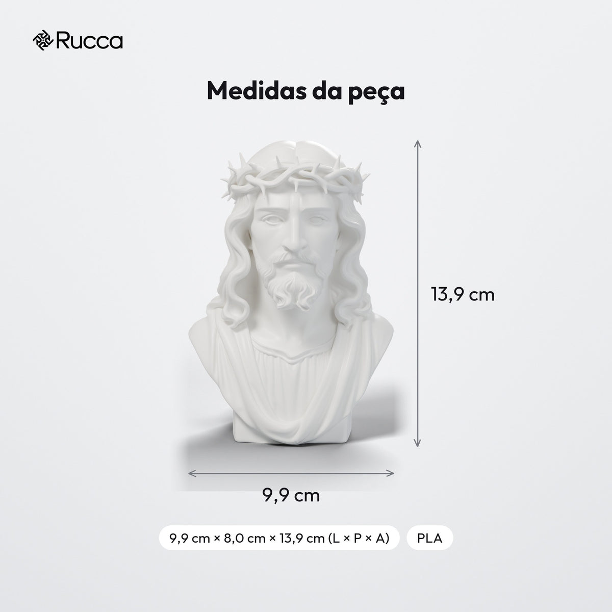 Luminária Busto de Jesus com Coroa de Espinhos: medidas