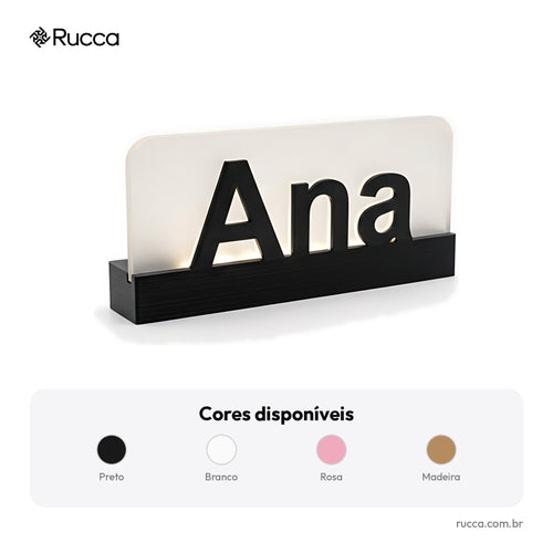 Luminária com Nome em LED (Letreiro Luminoso de Mesa) — Rucca 3D