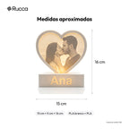 Luminária Coração Litofania com Foto e Nomes — Rucca 3D