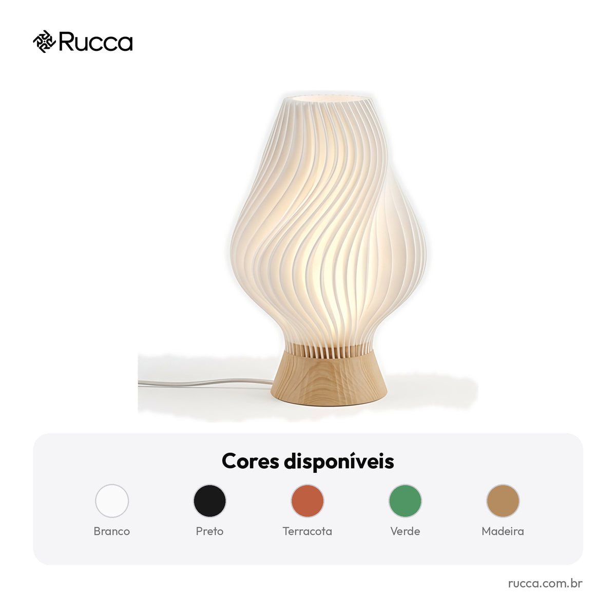 Luminária de Mesa Canelada Paramétrica com Kit LED — Rucca 3D