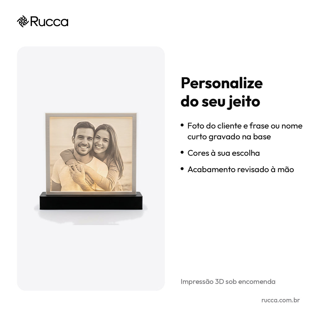 Luminária Litofania com Foto — Rucca 3D
