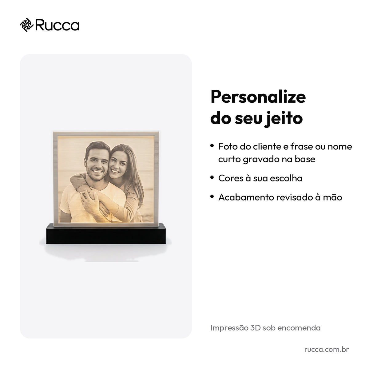 Luminária Litofania com Foto — Rucca 3D