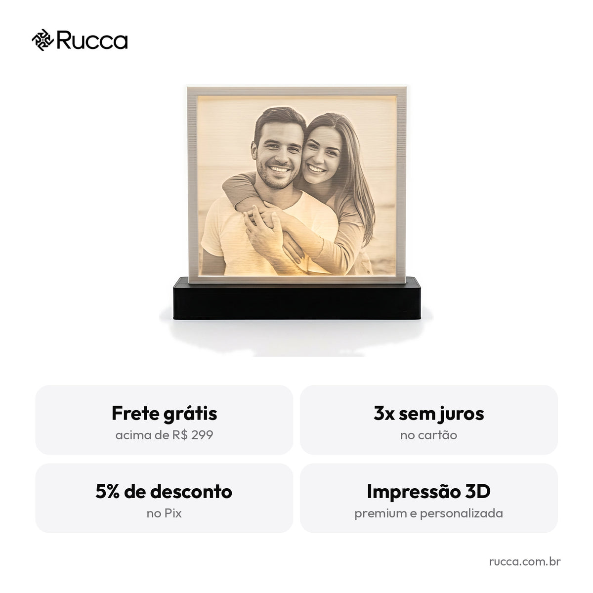 Luminária Litofania com Foto — Rucca 3D