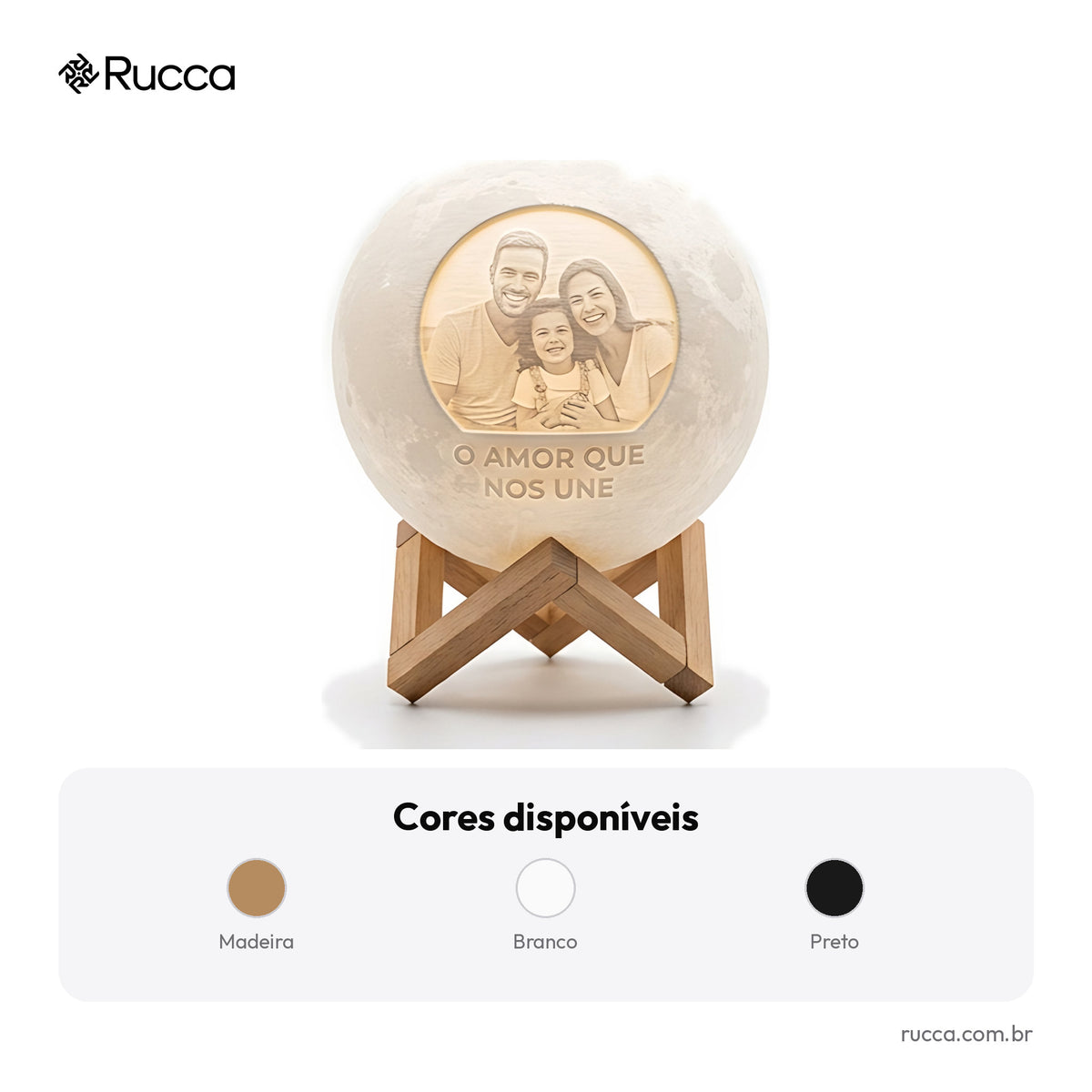 Luminária Lua com Foto e Frase — Rucca 3D