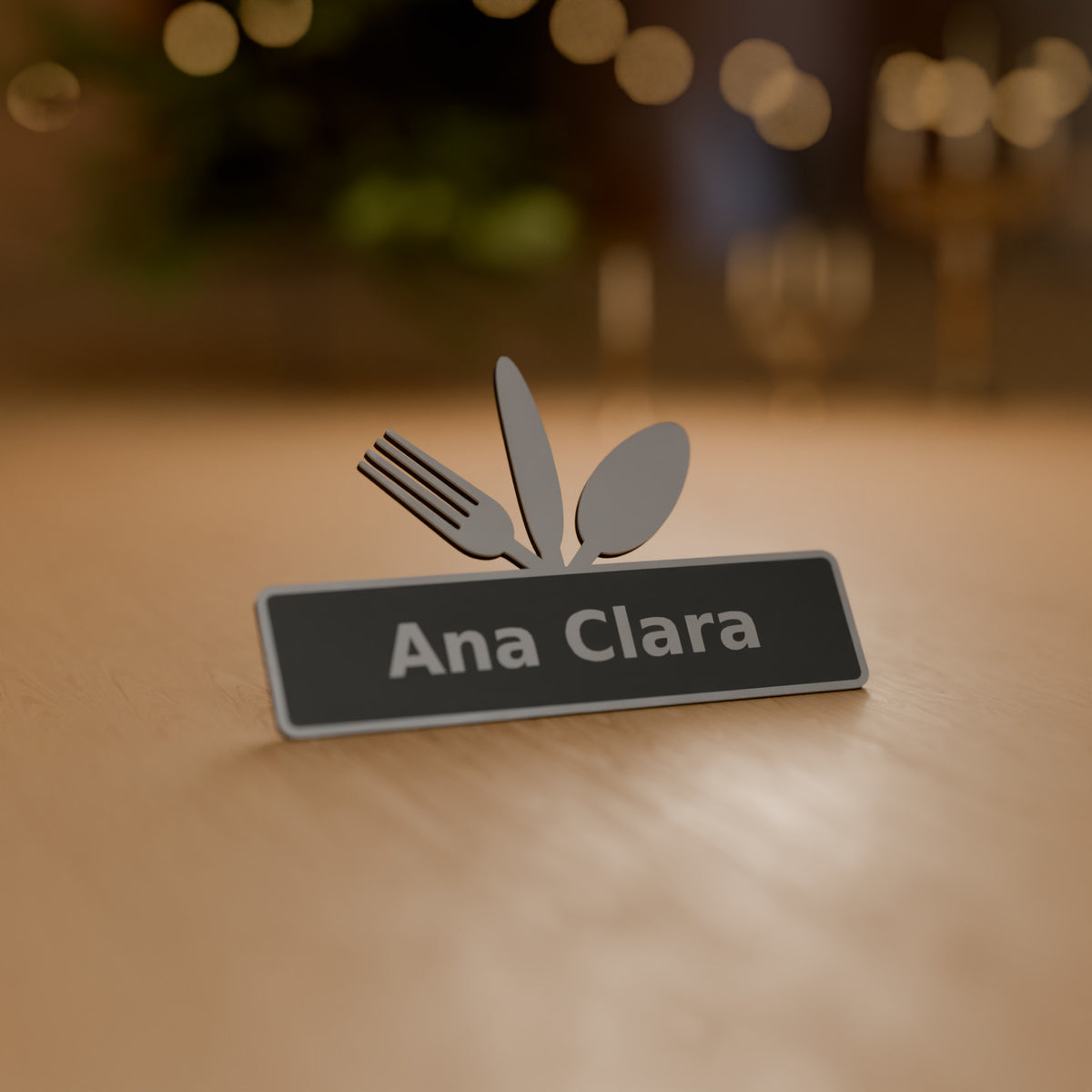 Marcador de Lugar de Mesa com Nome decorando o ambiente