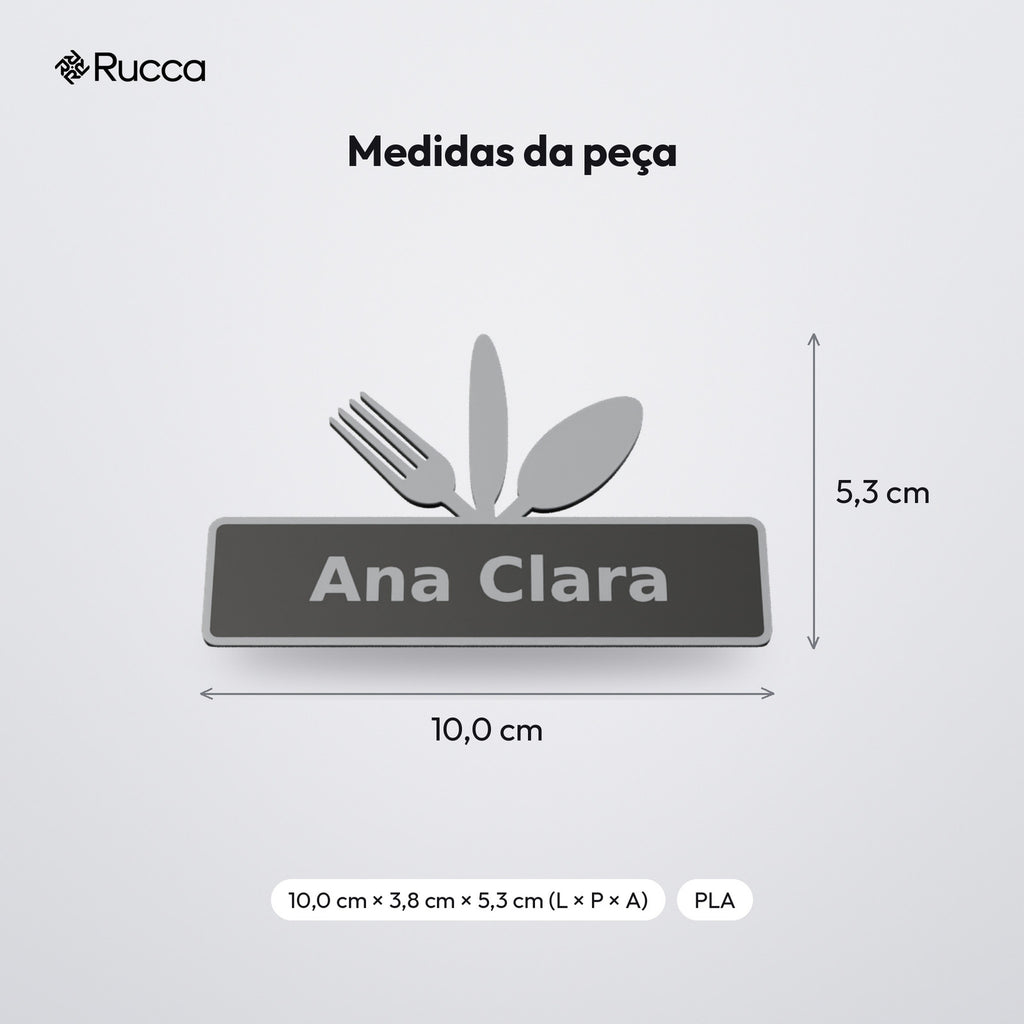 Marcador de Lugar de Mesa com Nome: medidas