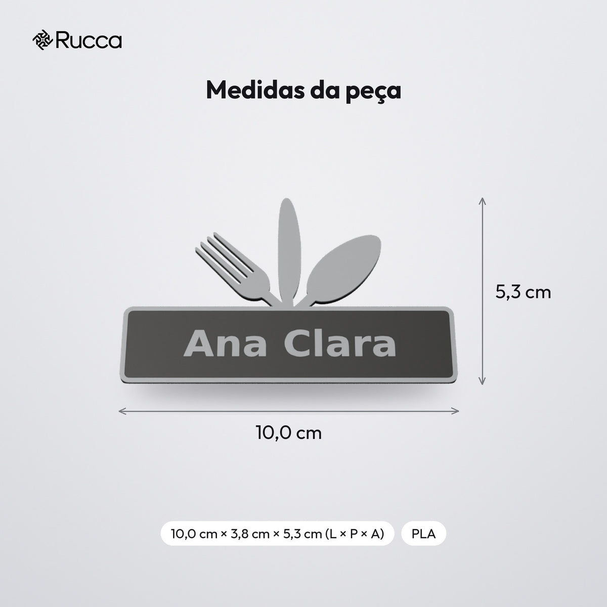 Marcador de Lugar de Mesa com Nome: medidas
