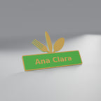 Marcador de Lugar de Mesa com Nome, Verde Grama com nome Dourado