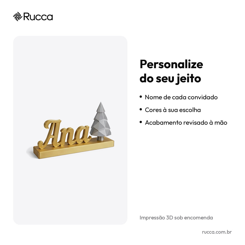 Marcador de Lugar para Ceia com Nome (Kit 6) — Rucca 3D