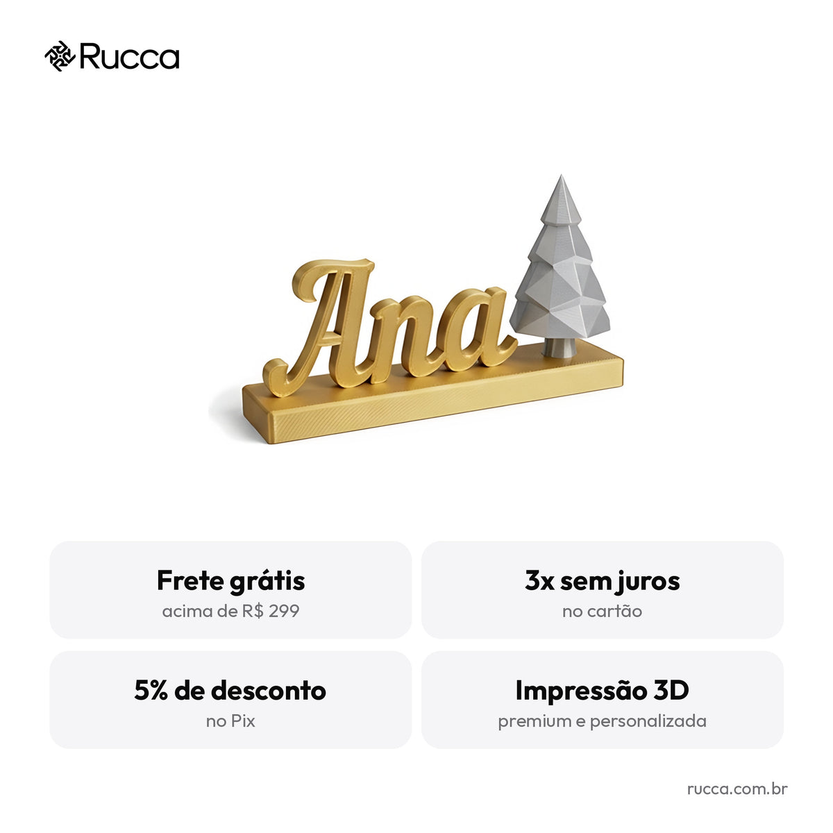 Marcador de Lugar para Ceia com Nome (Kit 6) — Rucca 3D