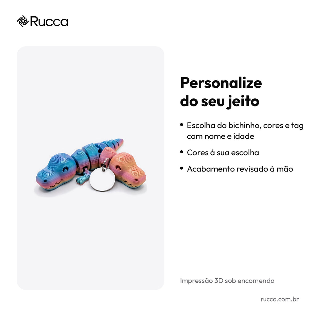 Mini bichinho articulado com tag de nome — Rucca 3D