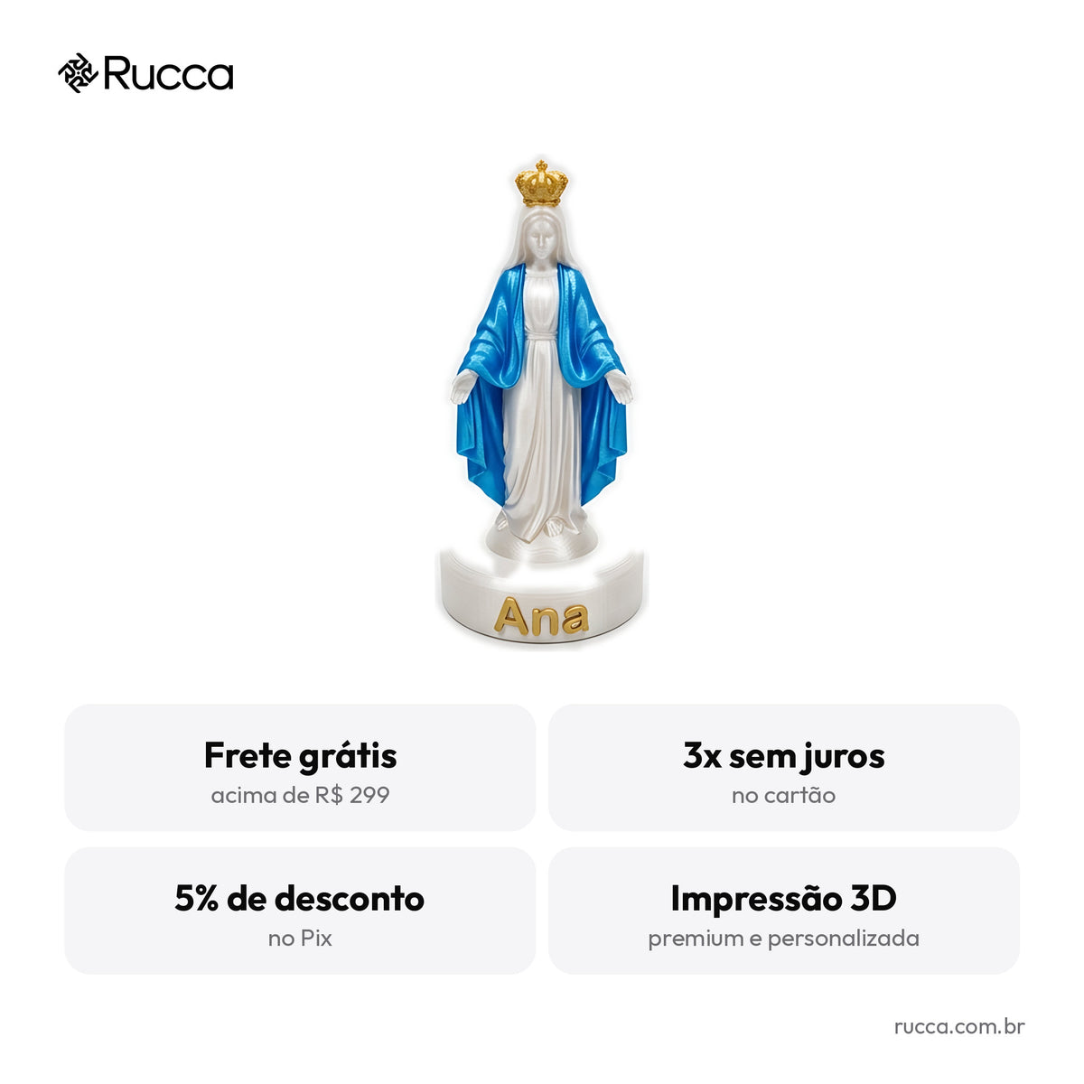 Mini imagem religiosa 3D com base personalizada — Rucca 3D