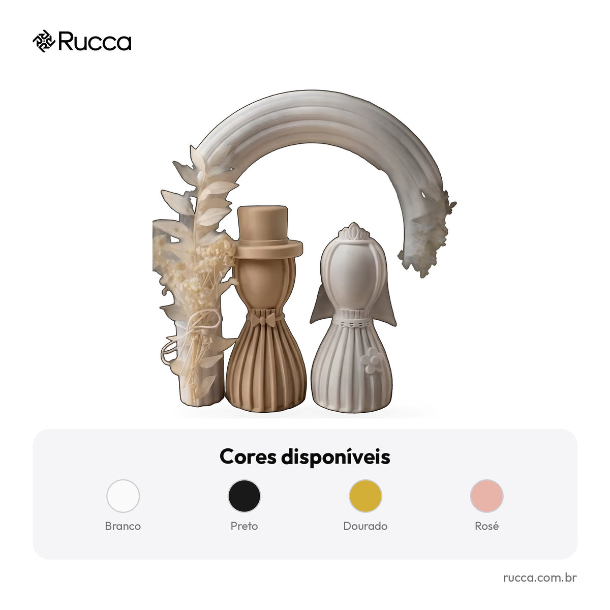 Noivos Estilizados sob Arco com Nomes — Rucca 3D