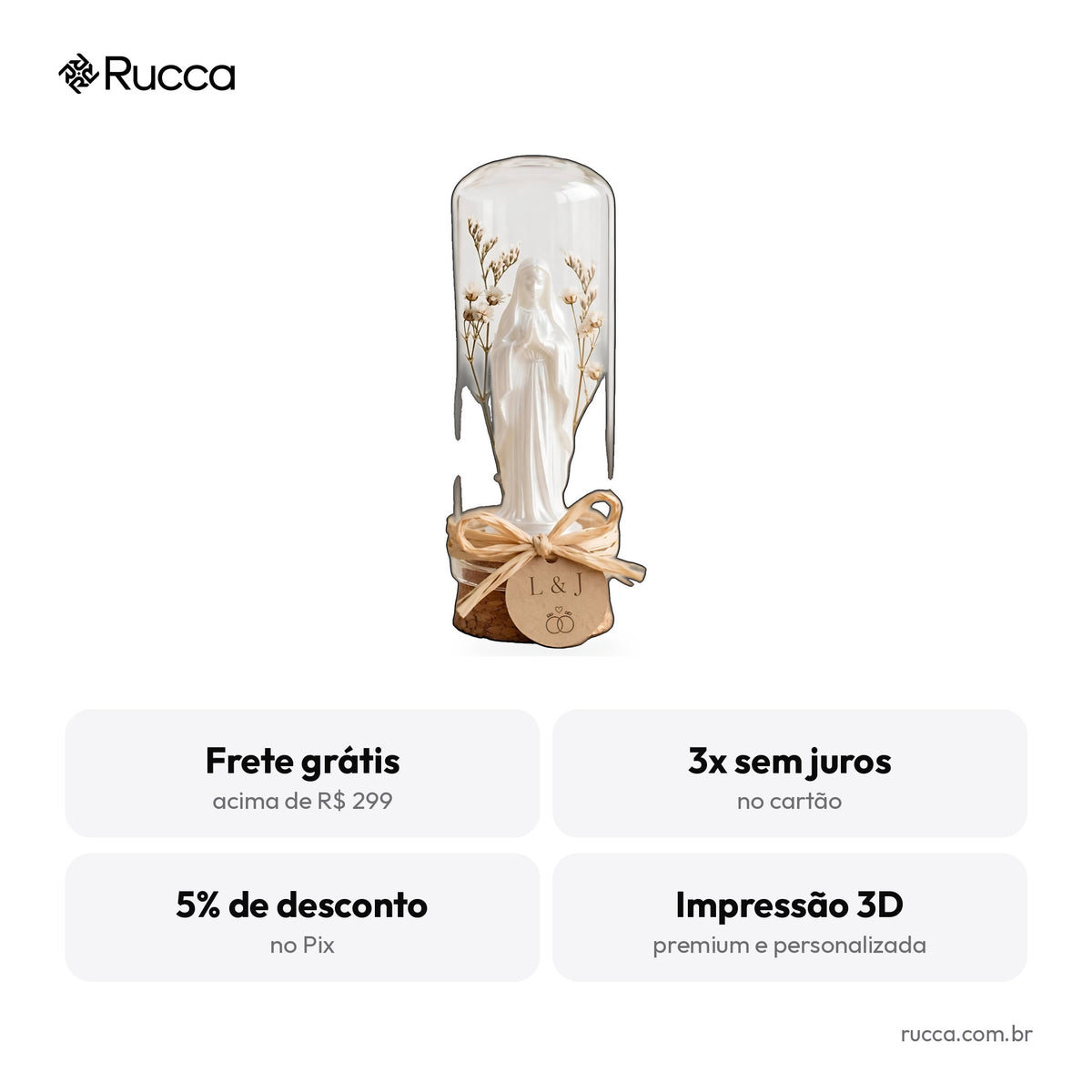 Nossa Senhora na Redoma com Flores Secas — Rucca 3D