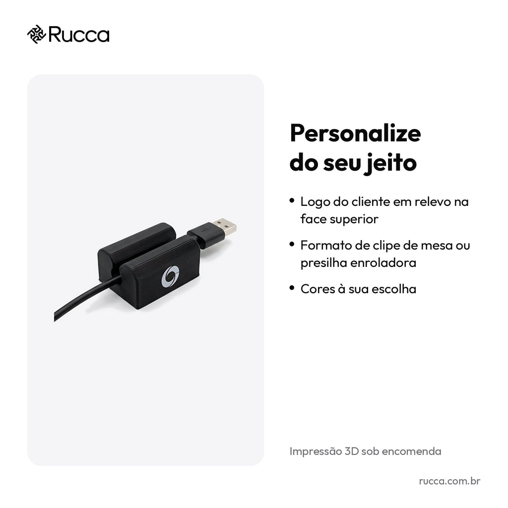 Organizador de Cabos com Logo — Rucca 3D