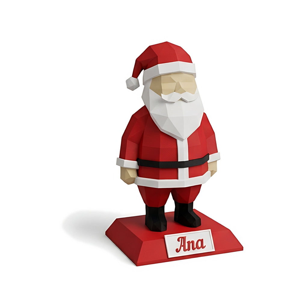 Papai Noel Geométrico Low-Poly de Mesa — Rucca 3D