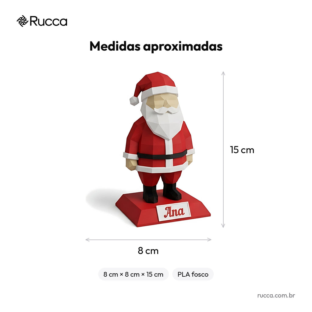 Papai Noel Geométrico Low-Poly de Mesa — Rucca 3D