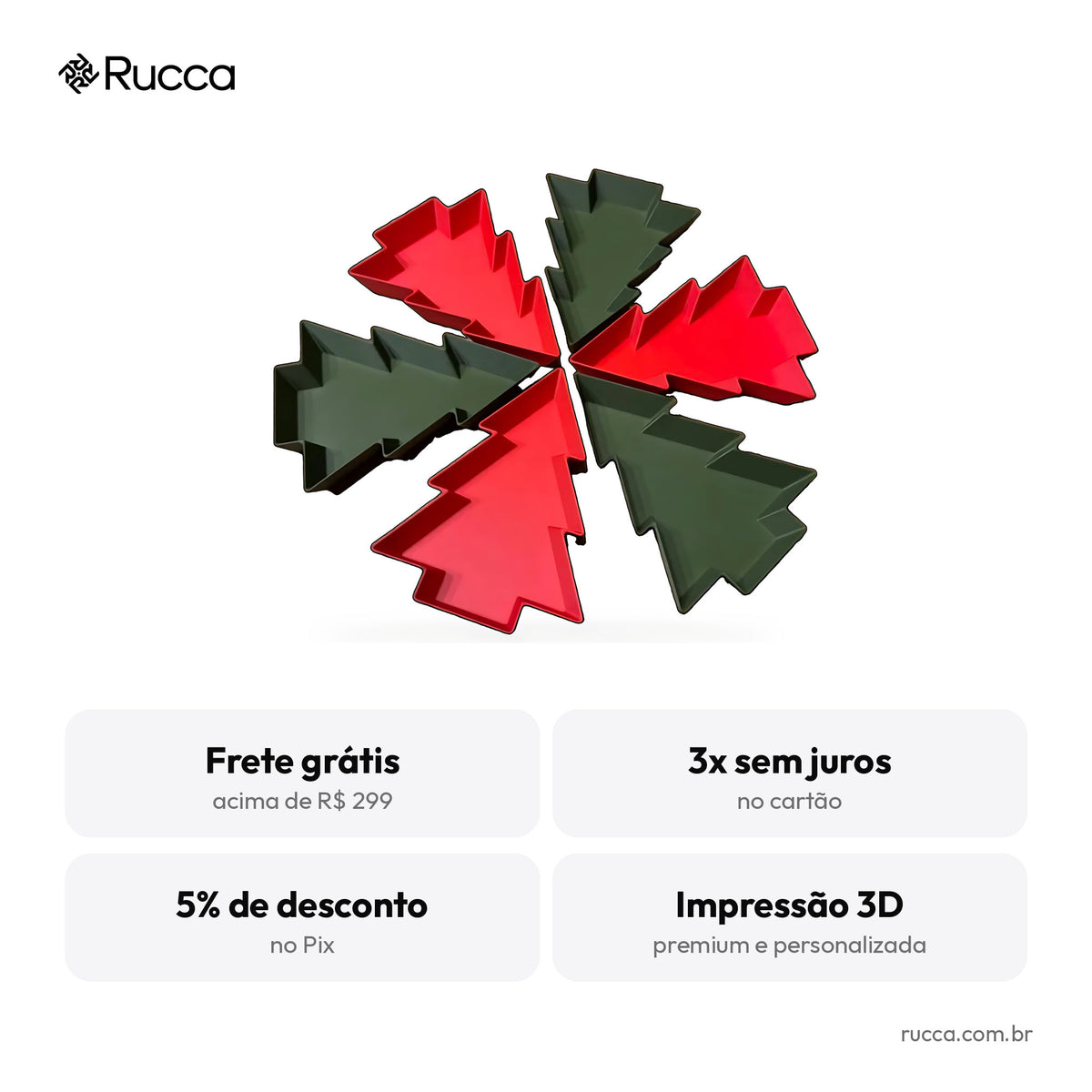 Petisqueira Modular Estrela de Natal (6 Bandejas Árvore) — Rucca 3D