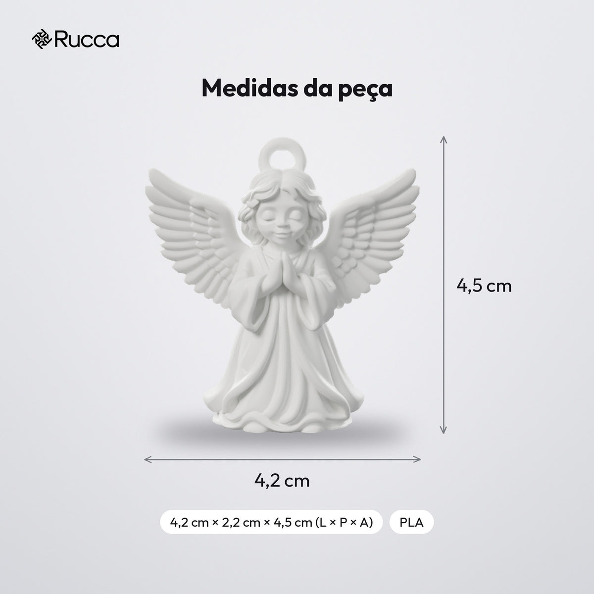 Pingente Anjinho da Guarda Rezando: medidas
