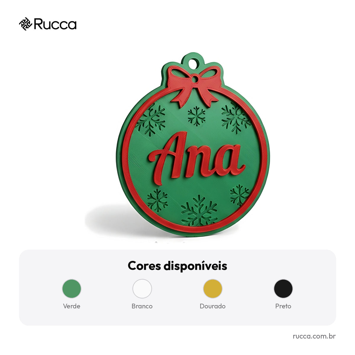 Pingente de Natal com Nome (Estrela ou Pinheiro) — Rucca 3D