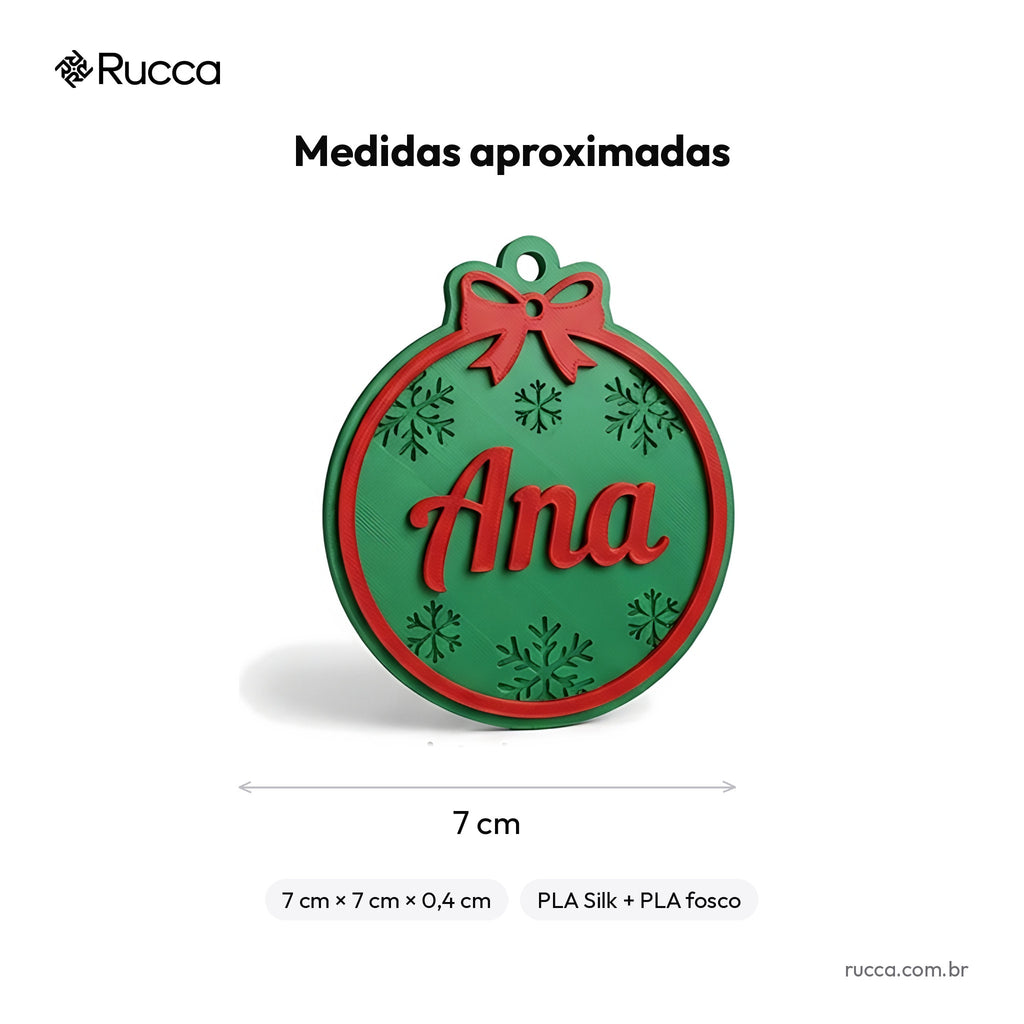 Pingente de Natal com Nome (Estrela ou Pinheiro) — Rucca 3D