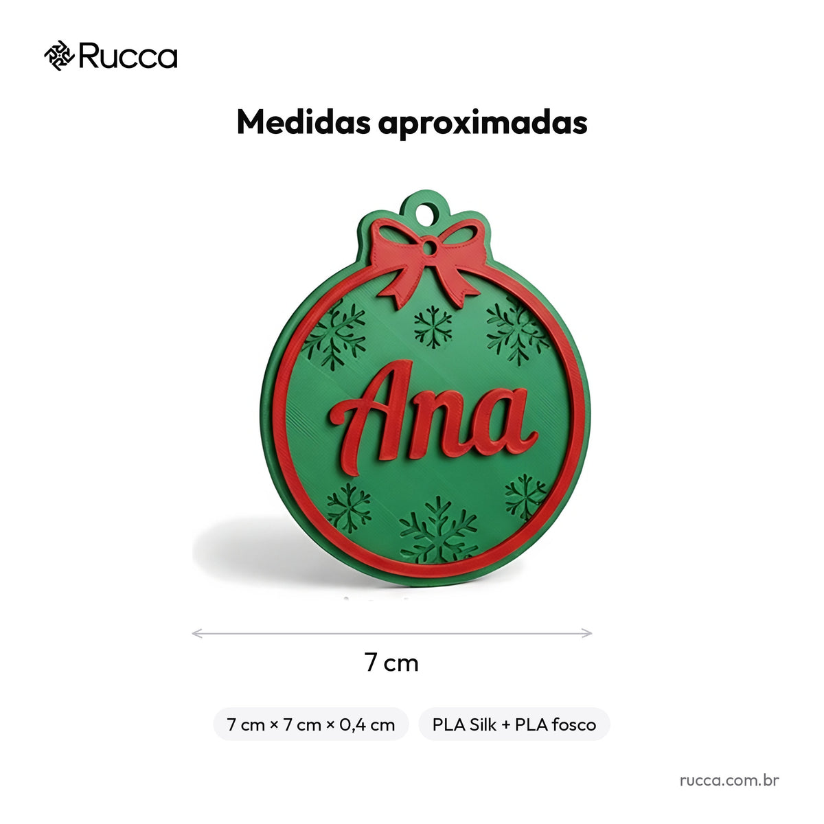 Pingente de Natal com Nome (Estrela ou Pinheiro) — Rucca 3D
