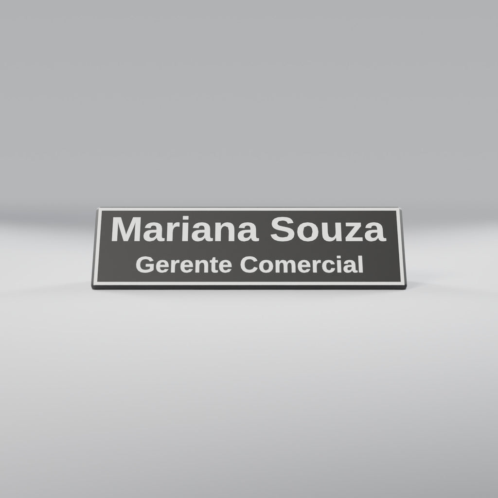 Placa de Mesa com Nome e Cargo, Porta-Canetas e Porta-Cartões, vista frontal