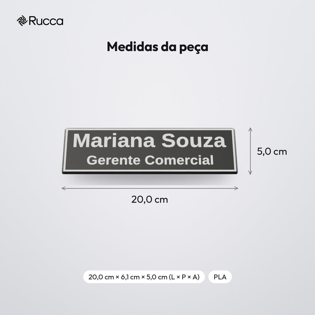 Placa de Mesa com Nome e Cargo, Porta-Canetas e Porta-Cartões: medidas