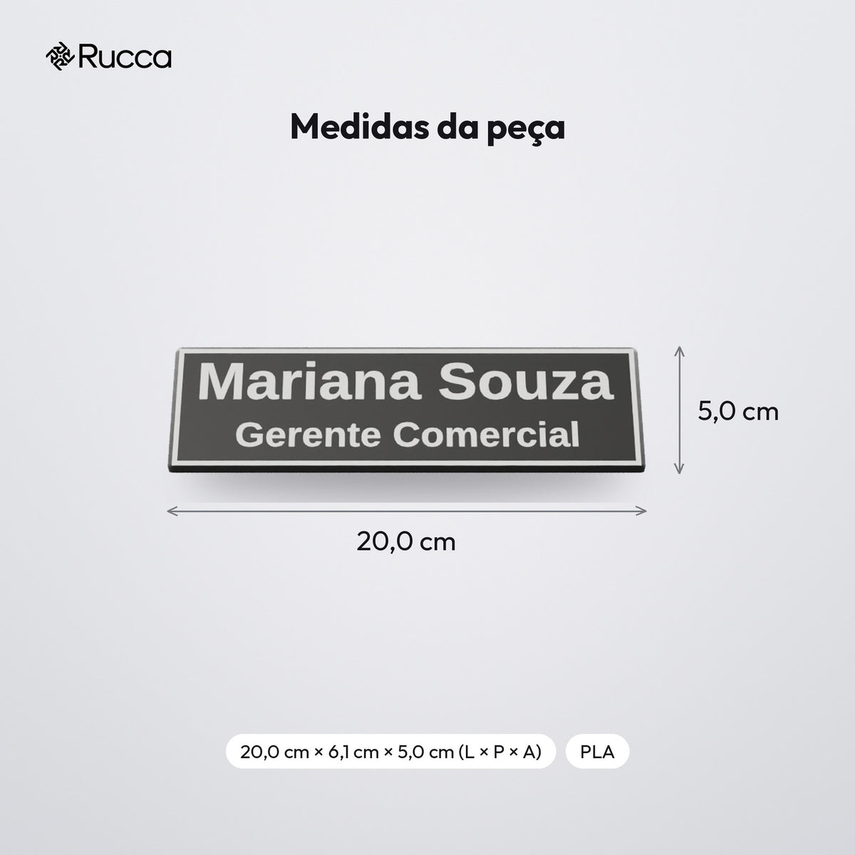 Placa de Mesa com Nome e Cargo, Porta-Canetas e Porta-Cartões: medidas