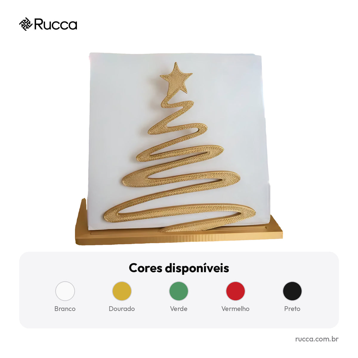 Placa de Natal Árvore Dourada em Espiral — Rucca 3D